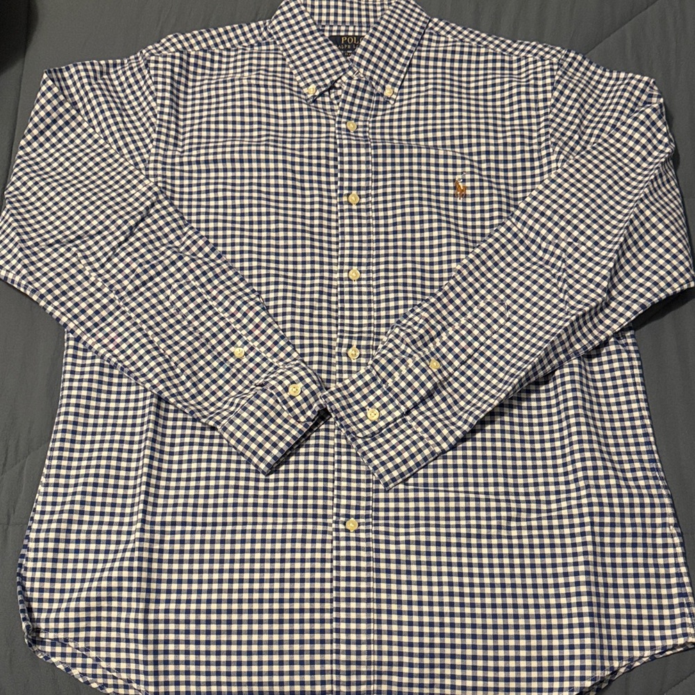 Polo by Ralph Lauren Men's Navy and White Plaid Shirt